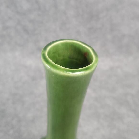 Haeger Avocado Green Bud Vase 8-1/4 Inch Glossy Teleflora MCM Pottery - Picture 5 of 8